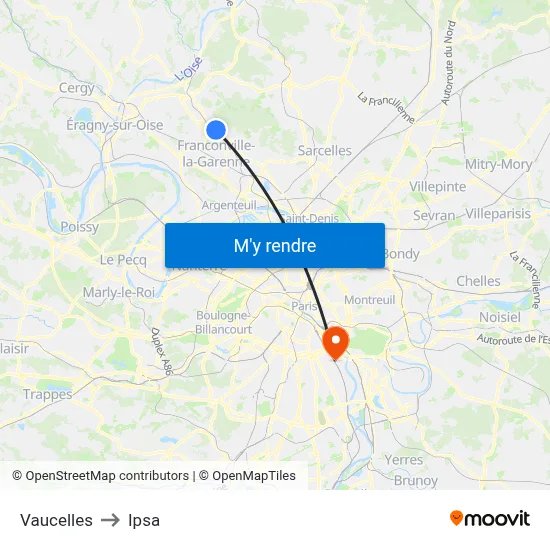 Vaucelles to Ipsa map