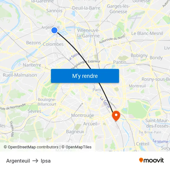 Argenteuil to Ipsa map