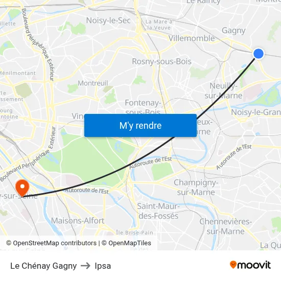 Le Chénay Gagny to Ipsa map
