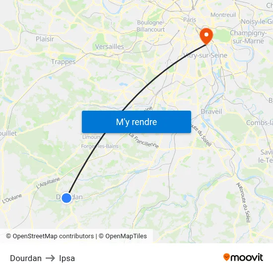Dourdan to Ipsa map