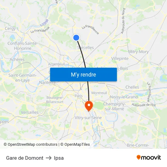 Gare de Domont to Ipsa map