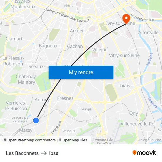 Les Baconnets to Ipsa map