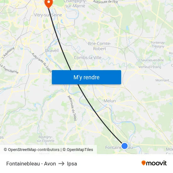 Fontainebleau - Avon to Ipsa map