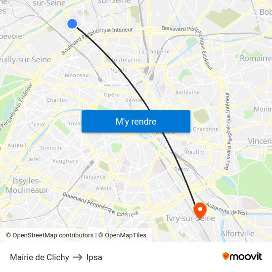 Mairie de Clichy to Ipsa map