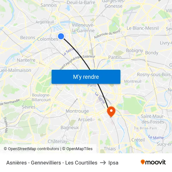 Asnières - Gennevilliers - Les Courtilles to Ipsa map