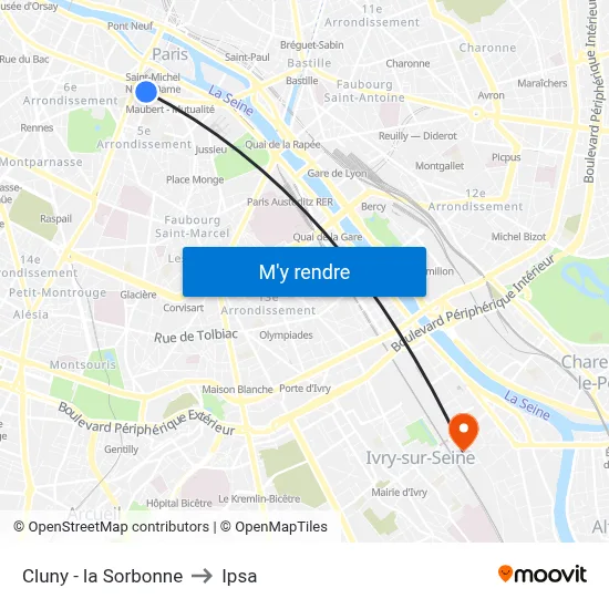 Cluny - la Sorbonne to Ipsa map