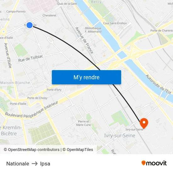 Nationale to Ipsa map