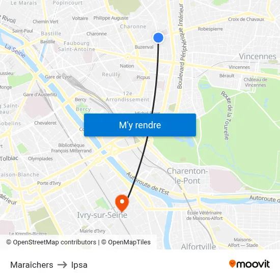 Maraîchers to Ipsa map