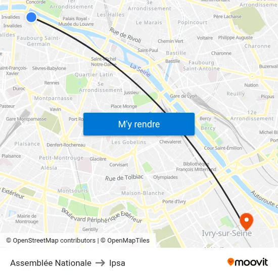 Assemblée Nationale to Ipsa map