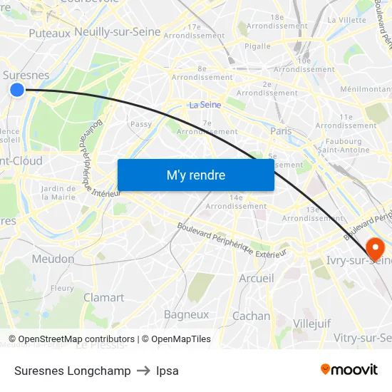 Suresnes Longchamp to Ipsa map