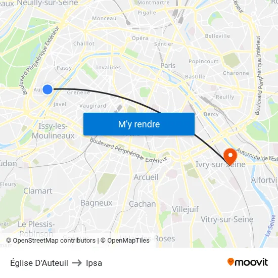 Église D'Auteuil to Ipsa map