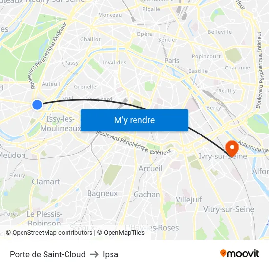 Porte de Saint-Cloud to Ipsa map