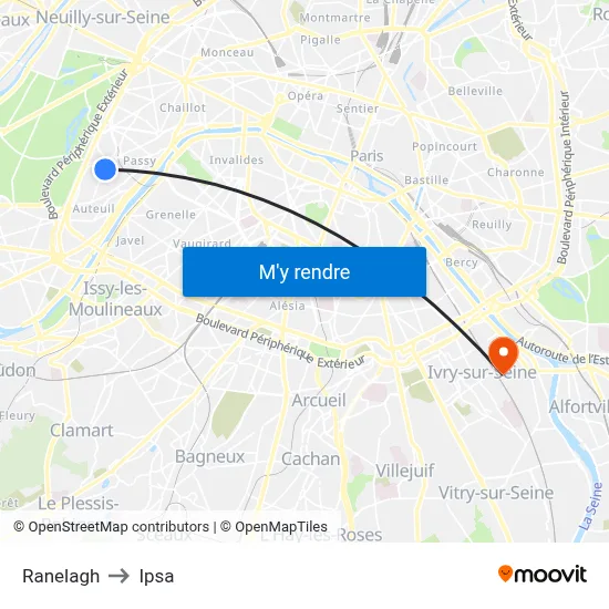 Ranelagh to Ipsa map