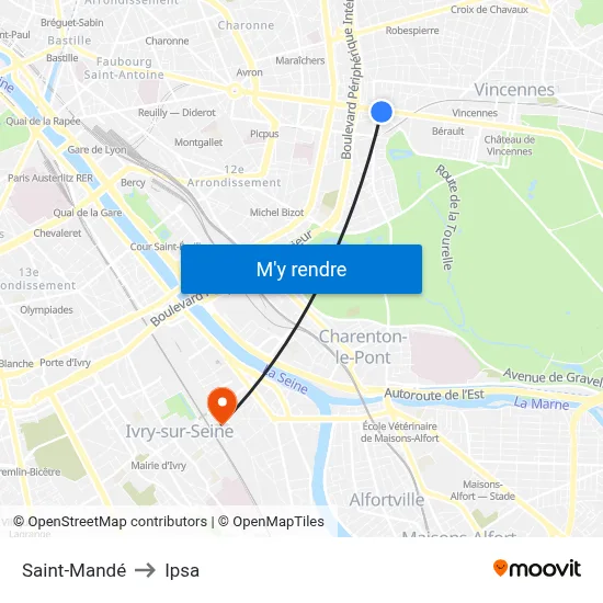 Saint-Mandé to Ipsa map