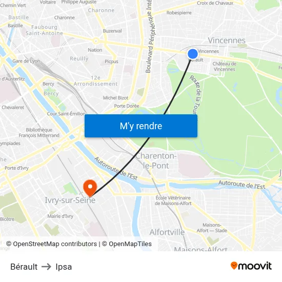 Bérault to Ipsa map