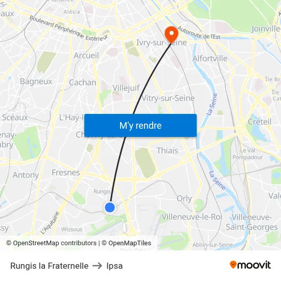 Rungis la Fraternelle to Ipsa map