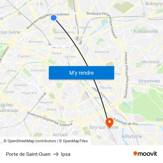 Porte de Saint-Ouen to Ipsa map