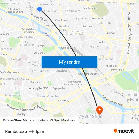 Rambuteau to Ipsa map