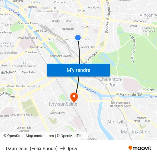 Daumesnil (Félix Eboué) to Ipsa map
