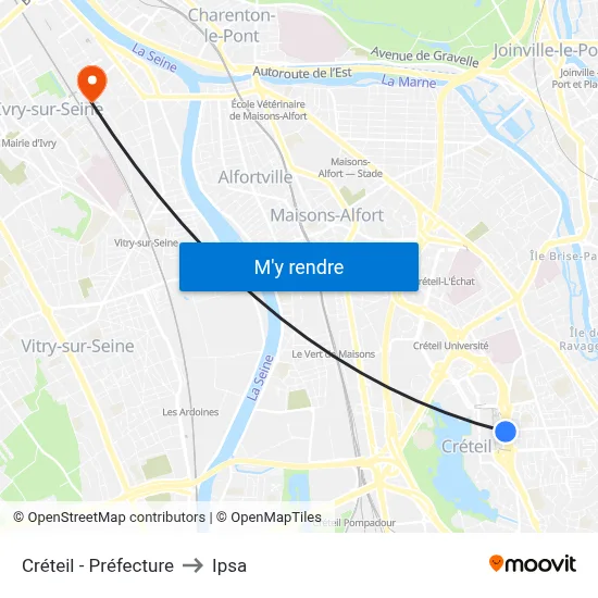 Créteil - Préfecture to Ipsa map