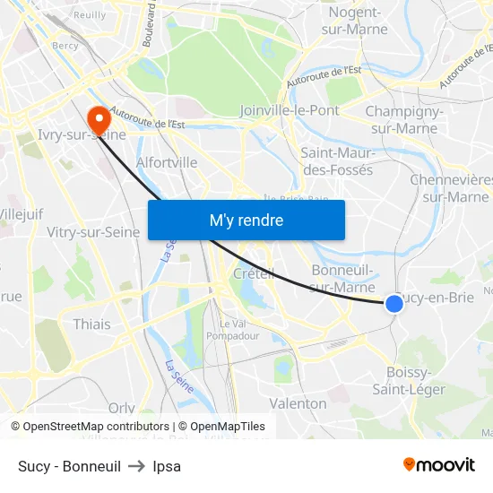 Sucy - Bonneuil to Ipsa map