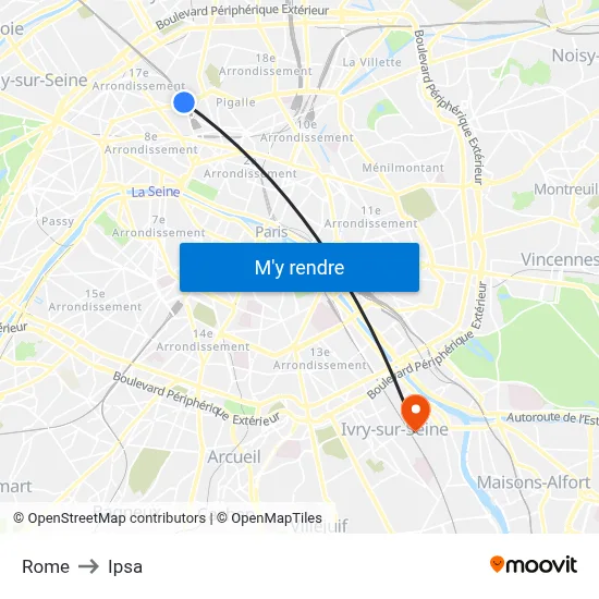 Rome to Ipsa map