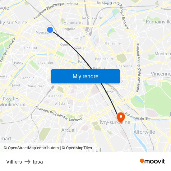 Villiers to Ipsa map