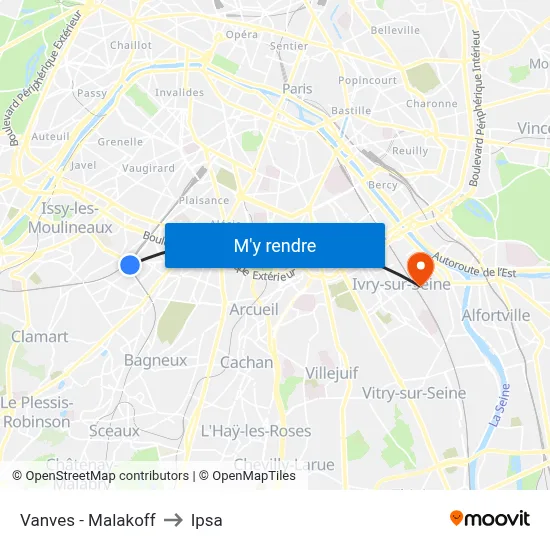 Vanves - Malakoff to Ipsa map