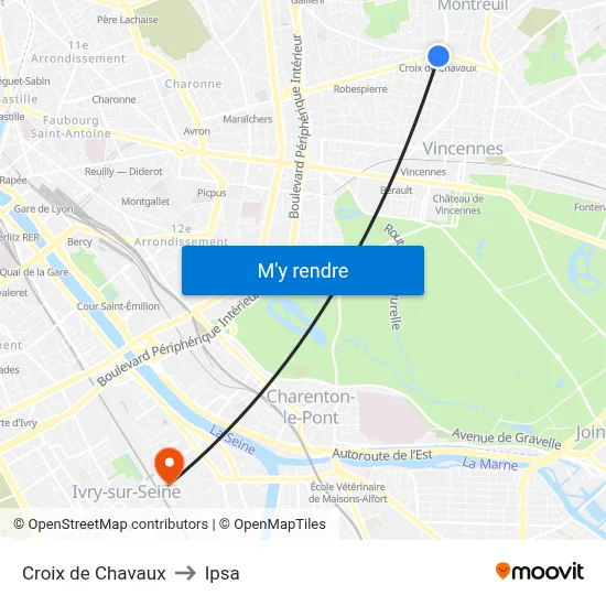 Croix de Chavaux to Ipsa map