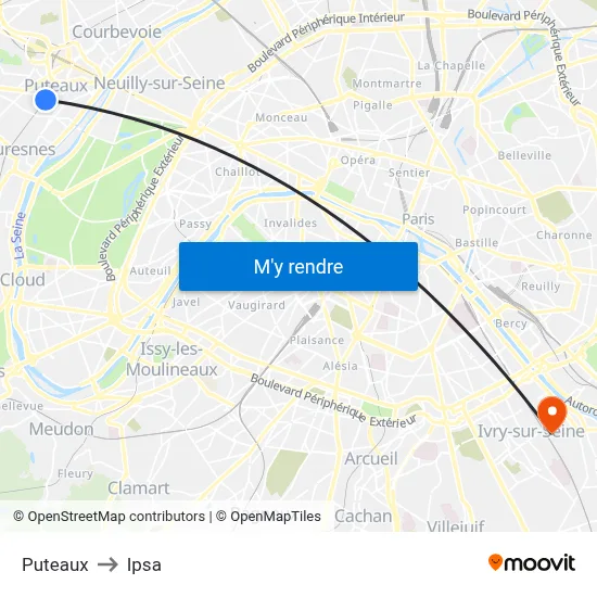 Puteaux to Ipsa map