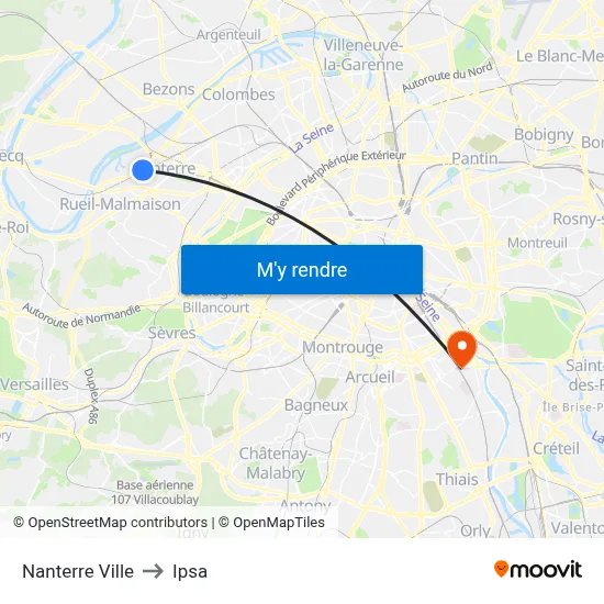 Nanterre Ville to Ipsa map