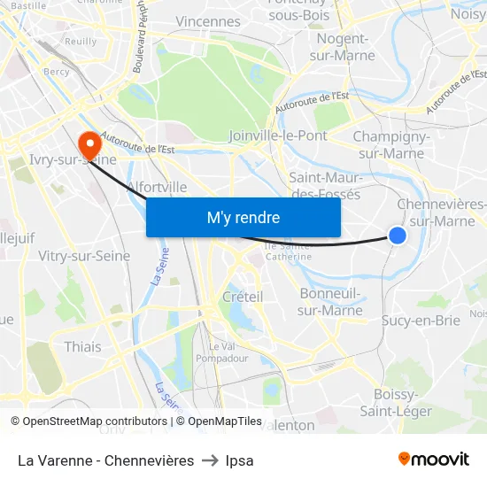 La Varenne - Chennevières to Ipsa map