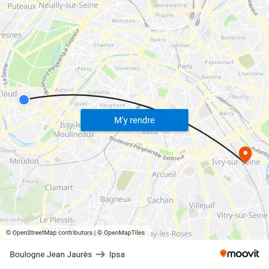 Boulogne Jean Jaurès to Ipsa map