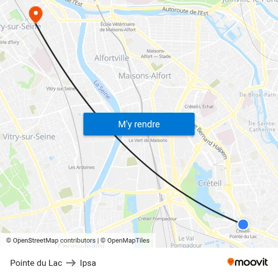 Pointe du Lac to Ipsa map