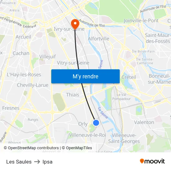 Les Saules to Ipsa map