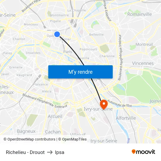 Richelieu - Drouot to Ipsa map