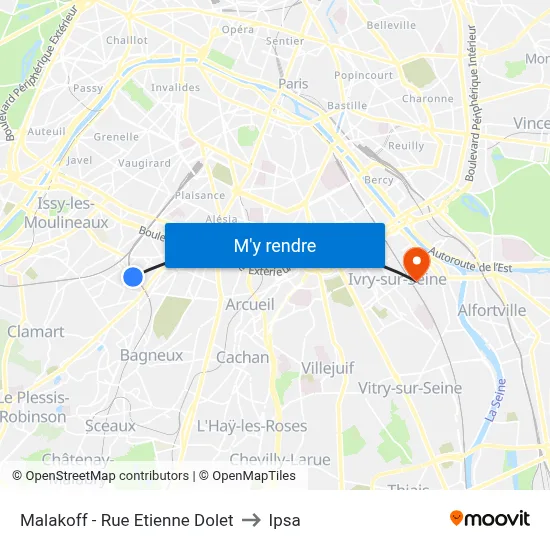 Malakoff - Rue Etienne Dolet to Ipsa map