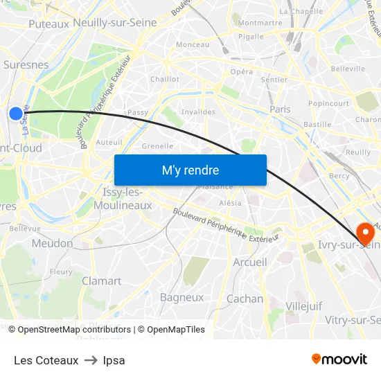 Les Coteaux to Ipsa map