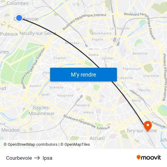 Courbevoie to Ipsa map