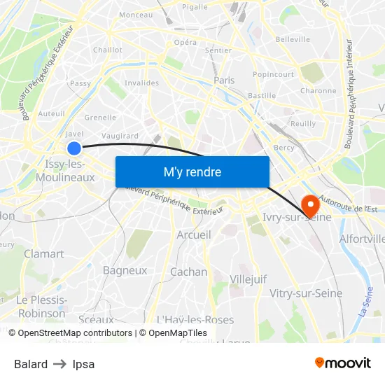 Balard to Ipsa map