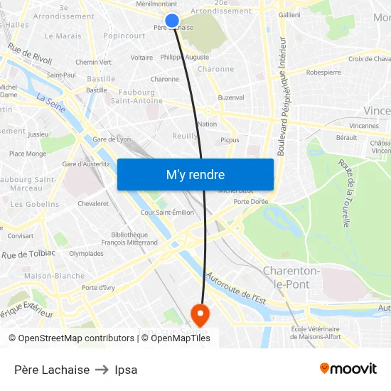 Père Lachaise to Ipsa map