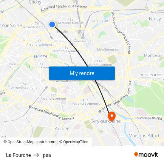 La Fourche to Ipsa map