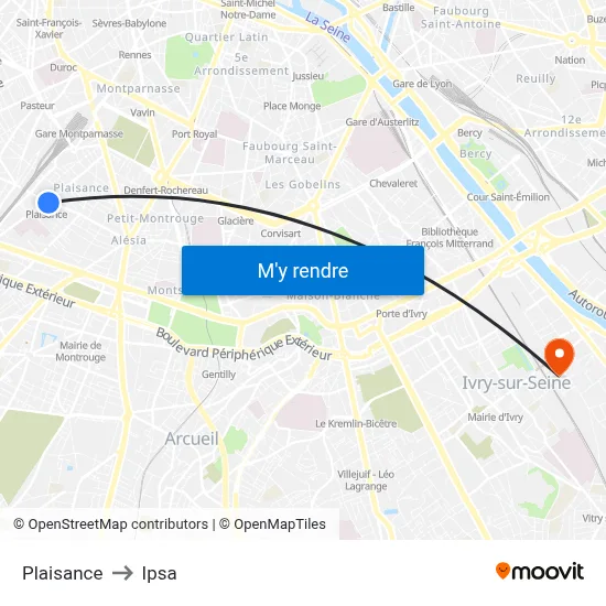 Plaisance to Ipsa map