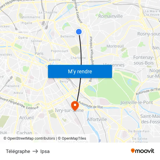Télégraphe to Ipsa map