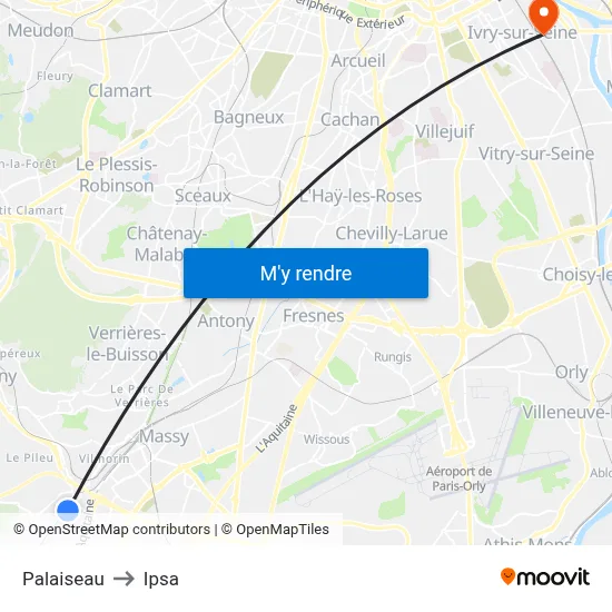 Palaiseau to Ipsa map