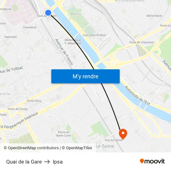 Quai de la Gare to Ipsa map