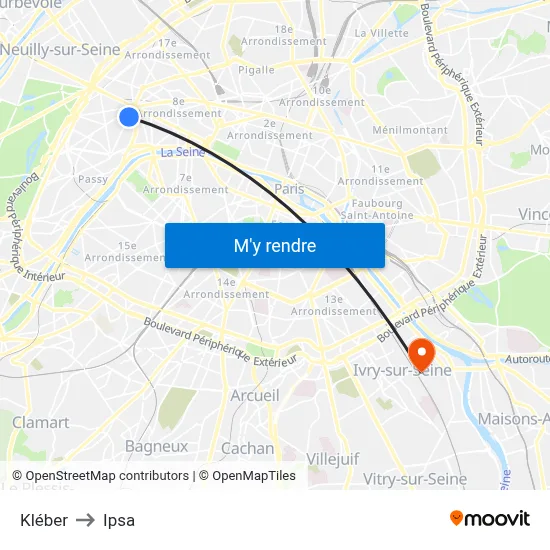 Kléber to Ipsa map