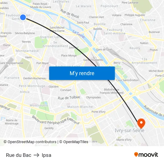 Rue du Bac to Ipsa map