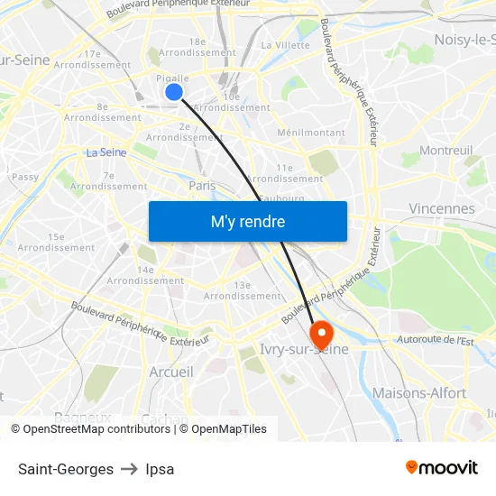 Saint-Georges to Ipsa map