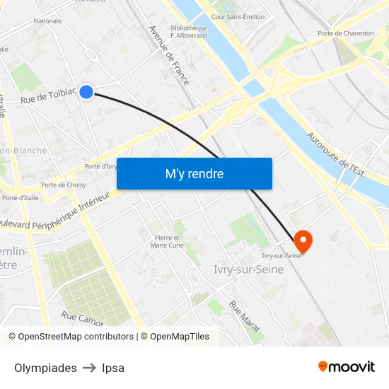 Olympiades to Ipsa map